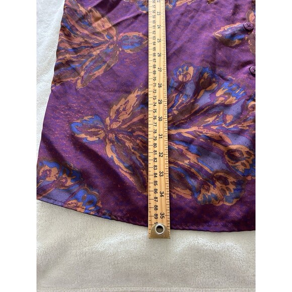 Tucker Womens Dress Large Button Front Tunic Purple Floral Boho Chic Lightweight - Picture 6 of 11